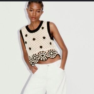 Zara Crochet knit top size M great condition